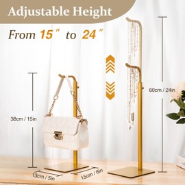 Josmimic 3-Pack Adjustable Tabletop Purse & Banner Display Stands, Gold