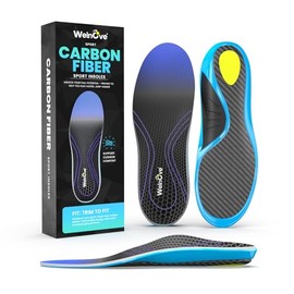 Hike Support Insoles - Welnove Carbon Fiber Insoles -Shoe Insert for Hiking Ourdoor Sport - Rigid Support for Turf Toe,Foot Fractures,Hallux Rigidus,Hiking Boots Inserts for Men Women(Blue,3XL)