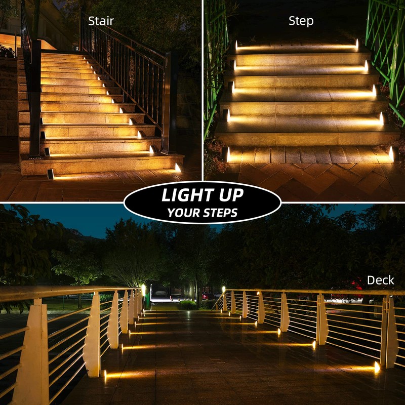 NIORSUN 6 Pack Solar Step Lights for Outside, Waterproof IP67