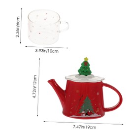 MAGICLULU 1 Set Christmas Themed Ceramic Teapot Set of Christmas Tree Print Teapot Cup Household Tea Ware for Festive Celebrations