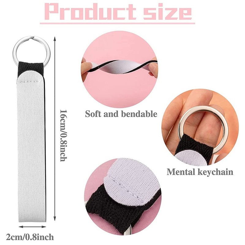 Nvanvmm 40 Pcs Sublimation Keychain Blanks Neoprene Wristlet Keychain Holder