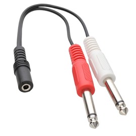 kenable 3.5mm Stereo Jack Socket to Twin 6.35mm Mono Jack Plugs Adapter Cable