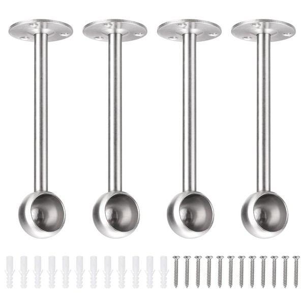 sourcing map 4 Pcs Curtain Rod Brackets 25mm(1"） Stainless Steel