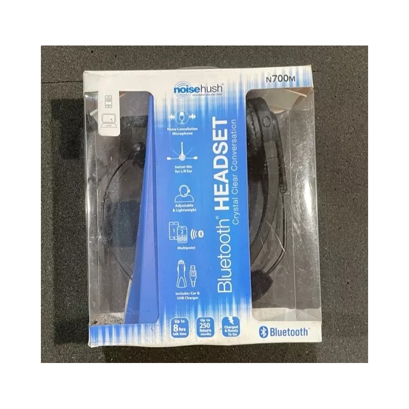 NoiseHush N700M Bluetooth Single Ear Headset & Mic - Black