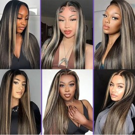 Honey Blonde Bundle P1B27 Straight Human Hair Bundles Two Tone Black Mixed With Honey Blonde Bundles Human Hair 18 18 18 Inch Highlight Bundle