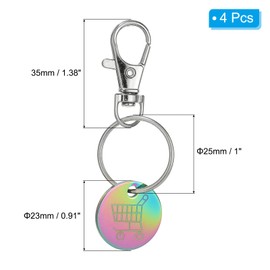 [PATIKIL] Shopping Cart Token Key Ring Set of 4 Stainless Steel Remover Coin Keychain