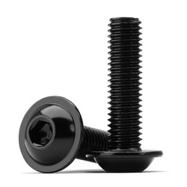 (Pack of 50) M5 x 10 mm Rounded Head Screws with Flange and Hexagon Socket Button Head Screw 304 Stainless Steel Black Oxide Full Thread