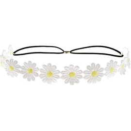 aoukoslt White Daisy Flower Headband Sunflower Hippies Crown Hair Wreath Bohemian Floral Headpiece for Spring Tourism Wedding Festivals Party and Celebration, Women's Fashion Headbands