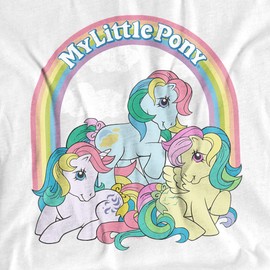 My Little Pony Retro Under The Rainbow Unisex Adult T Shirt for Men and Women, White, Large