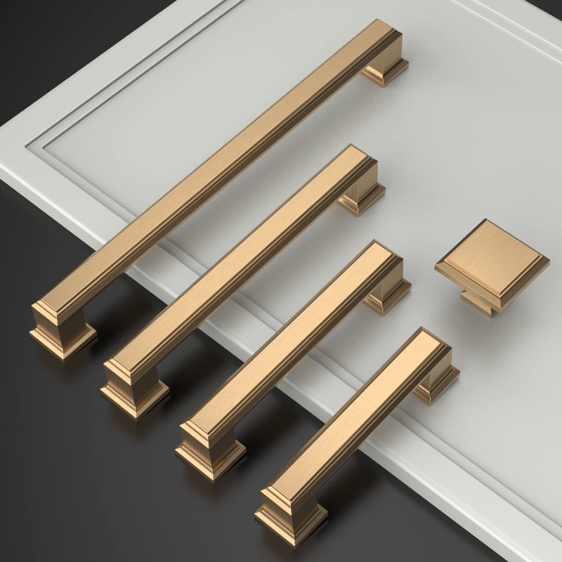 Amerdeco 10 Pack Champagne Bronze Cabinet Pulls - 5 Inch(128mm)