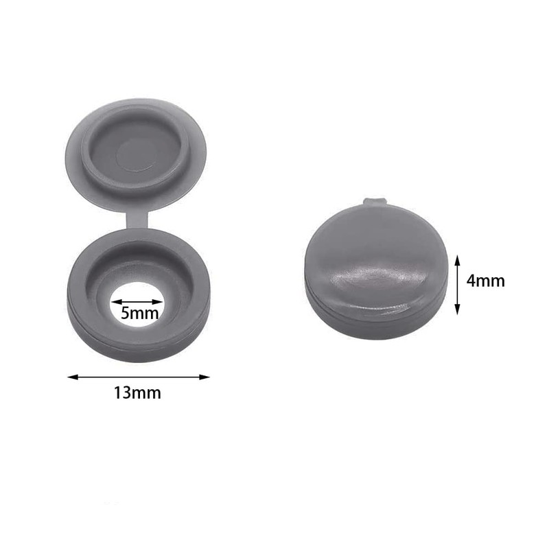 KUYI 200Pcs Screw Cap Plastic Hinged Screw Cover Caps Fold