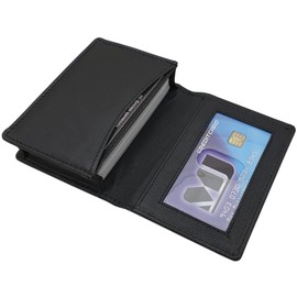 Genuine Leather Credit and Business Card Case in Calf or Buffalo Leather MJ-Design-Germany with RFID & NFC Protection in Black, Calf Black, rfid wallet