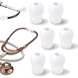 6pcs Stethoscope Ear Pieces Compatible with MDF & EKO & ADC, Superior Comfort & Noise Reduction Earbuds Silicone Earplugs Stethoscope Ear Tips Replacement for Nurses Doctors Gifts (White)