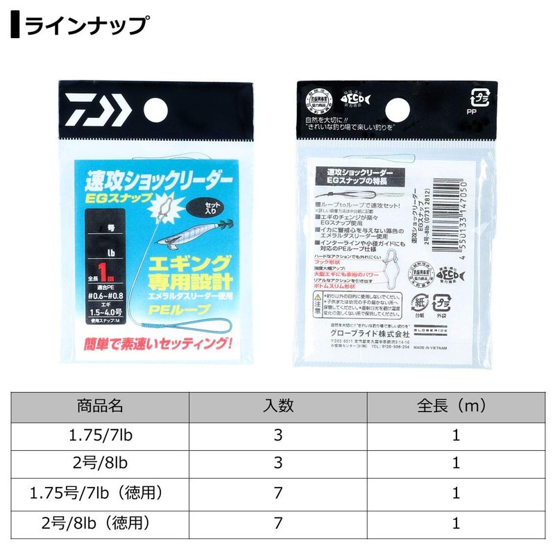 Daiwa Fast Shock Leader, EG Snap, No. 2.0, 8 lb,