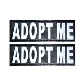Doggie Stylz Set of 2 Reflective Adopt ME Removable Patches with Hook Backing for Working Dog Harnesses & Vests. Durable and Interchangeable - Comes in 3 Sizes Small, Medium and Large