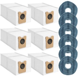 Bluevisk 12 Pack Omni C20 C10 Dust Bags and Mop Pads Accessories for Eufy C10/Omni C20 Robot Vacuum Parts 3.5 L Large Capacity Disposable Vacuum Dust Bags