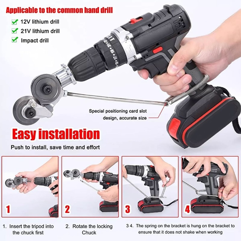 12V‑21V Lithium Ion Drill Plate Cutter Carbon Steel Electric Drill