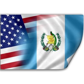 Sticker (Decal) with Flag of Guatemala and USA (Guatemalan)