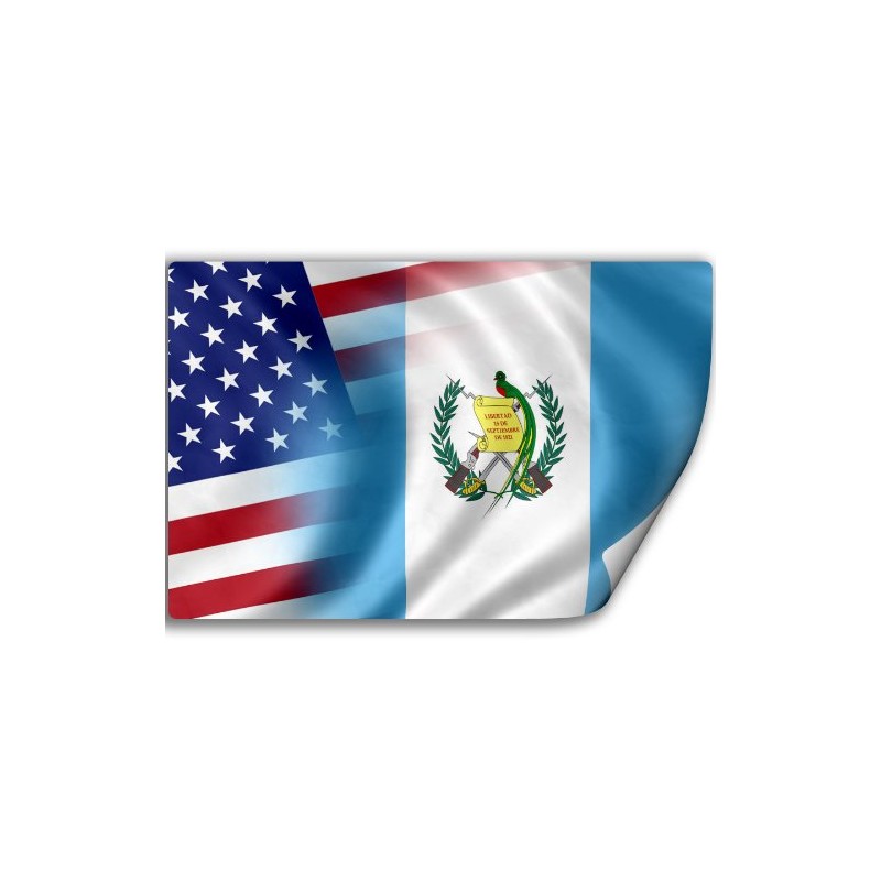 Sticker (Decal) with Flag of Guatemala and USA (Guatemalan)