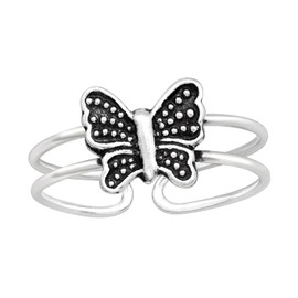 Bungsa© Women's Toe Ring Butterfly 925 Sterling Silver, Sterling Silver, No Gemstone
