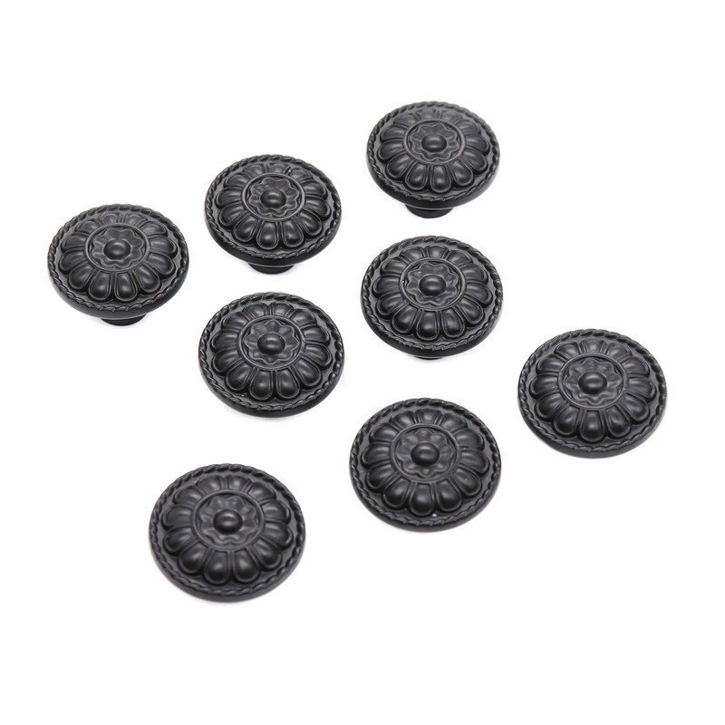 binifiMux 8-Pack 1.25" Black Vintage Drawer Dresser Dangle Knobs Pulls