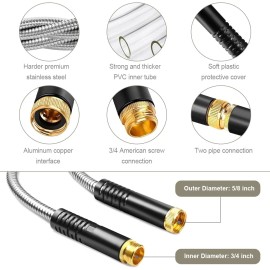 Unbranded 50ft 304 Stainless Steel Garden Hose Metal, Heavy Duty Water Pipe with Nozzle