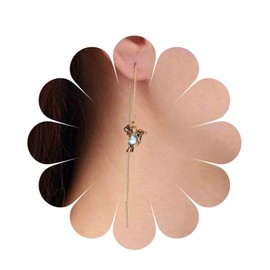 Allereya Vintage Crystal Sapphire Bird Earrings Bird Threader Earrings Rhinestone Sapphire Earrings Gold Bar Pull Through Earrings Jewellery for Women and Girls, Zinc