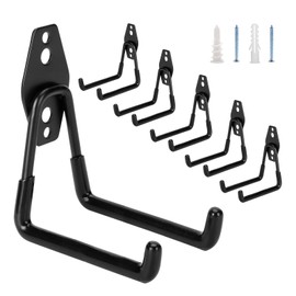 Suprom 6 Pack Garage Hooks Heavy Duty, 4.9 inch Utility Steel Garage Hanger & Organizer for Organizing Garden Lawn Tools, Ladders, Garden Hose, Digging Shovel, Bikes, Ropes