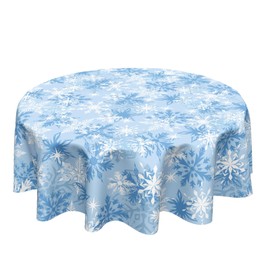 Ancordivo - Mantel redondo de Navidad azul de 60 pulgadas, copo de nieve, color azul y blanco, mantel redondo de Navidad, para cocina, cena, decoración del hogar