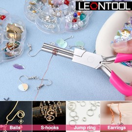 LEONTOOL Bail Making Pliers 3mm and 5mm Wire Bending Pliers Wire Looping Pliers Jump Ring Pliers Jewelry Making Tools with Non-Slip Handle Ring Bending Tool for Making Jump Rings, Wire Wrapping