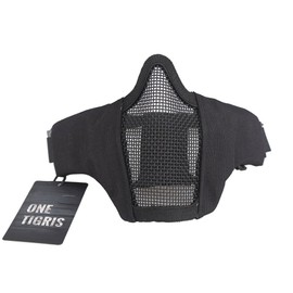 OneTigris Foldable Half Face Mask Mesh Mask for Airsoft Paintball CS (Black, L)