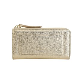 Liz Days Women's Long Wallet, Small, Short, Genuine Leather, Cowhide Leather, Ultra Small, Thin, Slim, Lightweight, Compact, gold