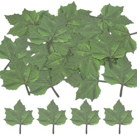 sourcing map 200 Pack Artificial Maple Leaves Fall Leave Cutouts Stickers Thanksgiving Day Autumn Leaf Decorate Green with Glue 2.8x3.3 Inch for Wedding Thanksgiving Parties Crafts