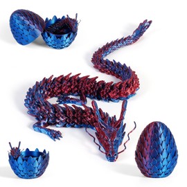 3D Dragon Egg Articulating Gemstone Crystal Dragon Figurine 3D Eggs with Inside Autism Toys Egg Toy for Anxiety Relief Flexible Joints Home Desk Decor Desk Toys Dazzling tri-colour (Laser Blue Red)
