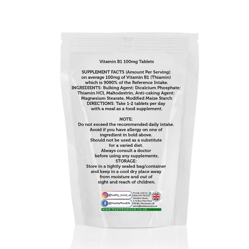Vitamin B1 THIAMINE 100mg 250 Veg Tablets