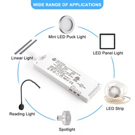 VST 48W LED Power Supply 100V-240V AC to 24V DC Constant Transformmer with JST Ports, ETL Listed White 24V Dimmable LED Driver for LED Strip Lights and Under Cabinet Lights