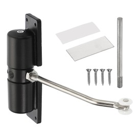 sourcing map Automatic Spring Door Closer Adjustable 40 lbs Self-Closing Door Hinge Safety Easy to Install Tension Door Closers for Home Use (Black)