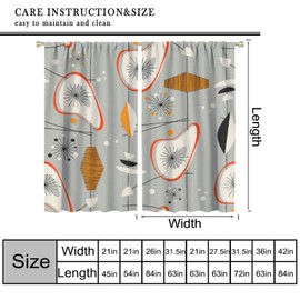 KANEPE Mid Century Aesthetics Curtains, Atomic Stars Vintage Shapes Abstract Geometric Modern Blackout Window Treatments, Rod Pocket Thermal Insulated Drapes for Bedroom Living Room, 42" W X 45" L