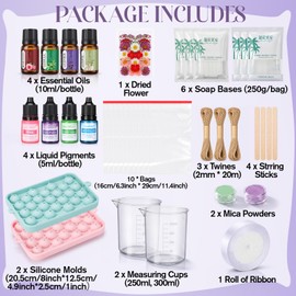 Dansib DIY Grape Soap Making Kit Complete Craft Set with with Natural Soap Base Silicone Molds Mica Powder Dried Flowers Coloring Agents and Essential Oils for Homemade Gifts Home Party Decor