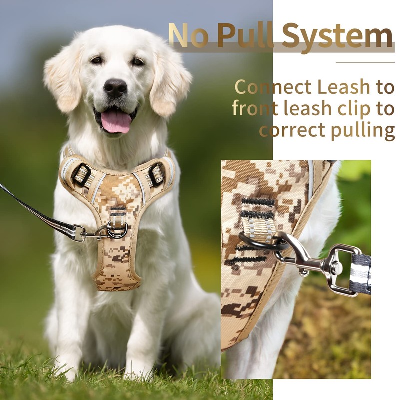 HEELE Dog Harness, Anti-Pull Camo Tan, XL