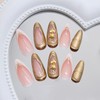Gold Press on Nails Medium Almond Summer Glitter Fake Nails