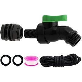 Plastic Rain Barrel Spigot Kit - High Flow Water Barrel Faucet with Bulkhead Fitting, 1/2" NPT to 3/4" GHT Leak-Proof Rain Barrel Spigot with Seal Tape & Gasket for Water Tank, Garden Barrel