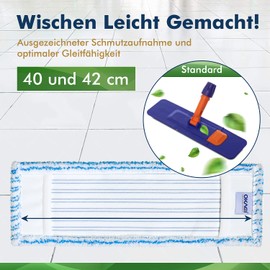 Okaei 1 x Mop Cover (40 cm), Premium Floor Mop Cover made of 100% Microfibre, Cover Ideal for Thorough Cleaning of Smooth and Slightly Uneven Floors, Microfibre Mop Cover, Blue