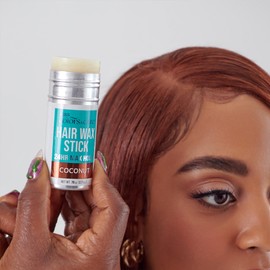 KISS COLORS & CARE 24 Hour Maximum Hold Edge Fixer Hair Wax Styling Stick, Non-Oily, Flake-Free, Biotin B7, Castor Oil, & Shea Butter Infused, Net Wt, 76g (2.7 oz.) - Coconut Scent