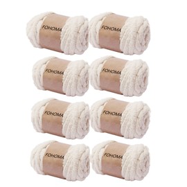 Super Bulky Chunky Chenille Yarn Beige 4lb for Arm Knitting, 8 Pack Luxury Soft Big Fat Jumbo Thick Polyester Weaving Crochet Craft Knitting Yarns 64oz for Throw Blanket Pillows