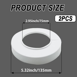 CAcoverVA 2 Pieces Heightened Wall Split Flange for 2.95"/75mm Dia Pipe, ABS Round Escutcheon Plate, Toilet Water Line Cover Plate Plumbing Cover Plates, Pipe Covers for Bathroom Toilet Kitchen, White