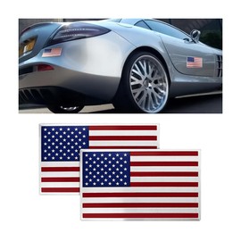 BESULEN American Flag Car Stickers, 2 Pack 5 x 3 Inch USA Flag Decals, Patriotic Stars Stripe Bumper Emblem Sticker, Support US Military Adhesive Decal for Laptop, Trucks, RV, SUV (Multicolour)