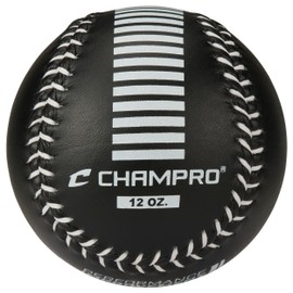 Champro Weighted Training Softballs - Leather Cover, Black, 12 oz.