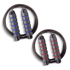The gravity rope skipping with ball bearing, fast rope skipping and 6-inch memory foam handle are ideal for speed training, endurance training, fitness center and other aerobic sports (Black blue)