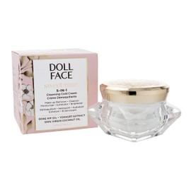 Doll Face Sweet Rose 5-in-1 Cleansing Cold Cream | Makeup Remover Balm with Coconut and Rose Hip Oils | Double Facial Cleanser for All Skin Types | 1.58fl oz